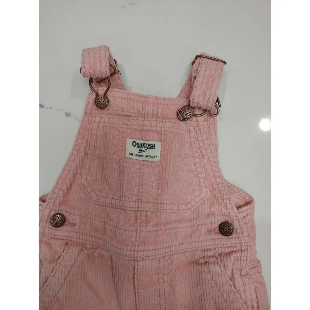 True Vintage 80s 90s Oshkosh Osh Kosh Made USA Pink Corduroy Overalls 12M (0016)